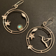 Load image into Gallery viewer, Hummingbird Hoop Earrings