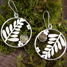 Load image into Gallery viewer, Forest Fern Hoop Earrings Brown 2
