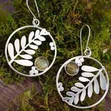 Load image into Gallery viewer, Forest Fern Hoop Earrings Brown
