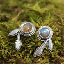 Load image into Gallery viewer, Labradorite Leaf Studs 2