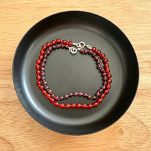 Load image into Gallery viewer, Artisan unisex Carnelian and Garnet bead bracelets handcrafted in the UK
